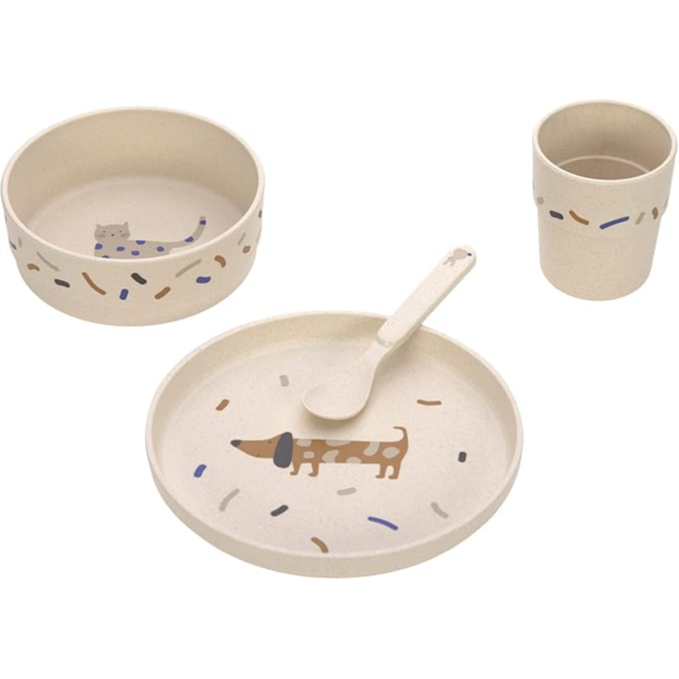 Set piatto, bicchiere e cucchiaino